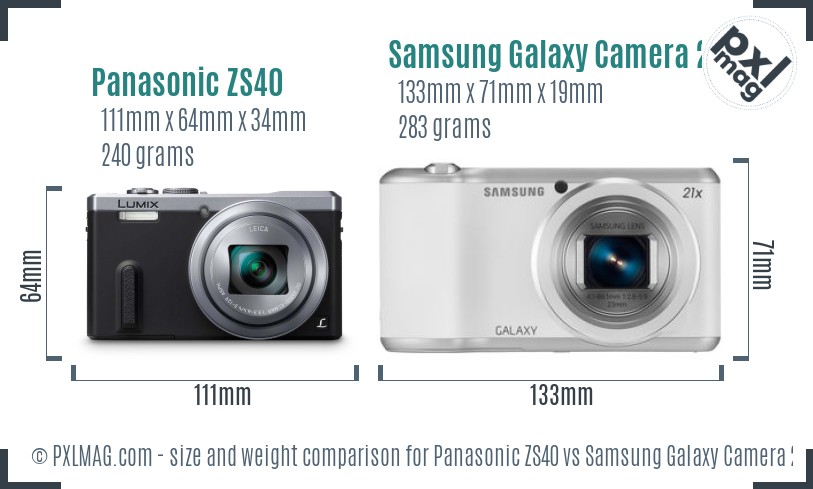 Panasonic ZS40 vs Samsung Galaxy Camera 2 size comparison