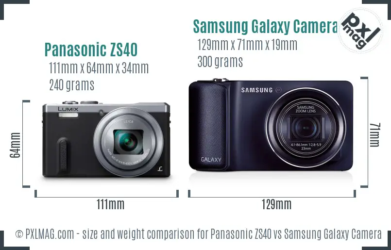 Panasonic ZS40 vs Samsung Galaxy Camera size comparison