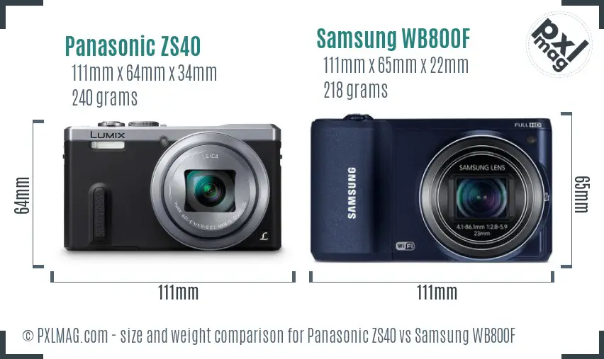 Panasonic ZS40 vs Samsung WB800F size comparison Panasonic ZS40 vs Samsung WB800F size comparison