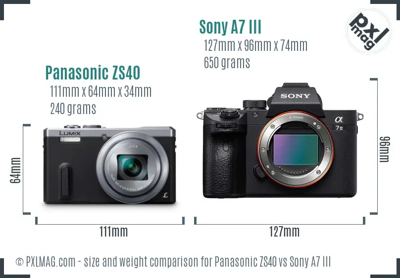 Panasonic ZS40 vs Sony A7 III size comparison Panasonic ZS40 vs Sony A7 III size comparison