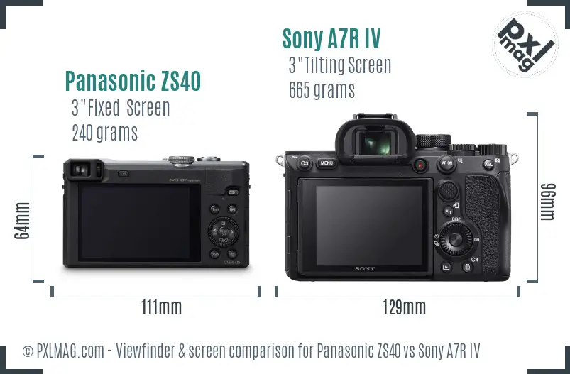 Panasonic ZS40 vs Sony A7R IV Screen and Viewfinder comparison Panasonic ZS40 vs Sony A7R IV Screen and Viewfinder comparison