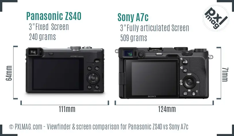 Panasonic ZS40 vs Sony A7c Screen and Viewfinder comparison Panasonic ZS40 vs Sony A7c Screen and Viewfinder comparison