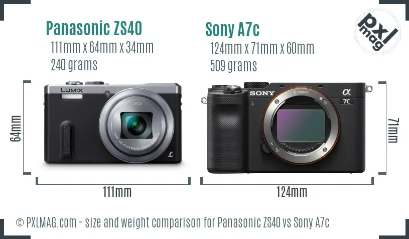 Panasonic ZS40 vs Sony A7c size comparison Panasonic ZS40 vs Sony A7c size comparison