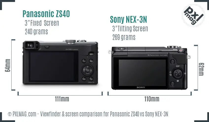 Panasonic ZS40 vs Sony NEX-3N Screen and Viewfinder comparison Panasonic ZS40 vs Sony NEX-3N Screen and Viewfinder comparison