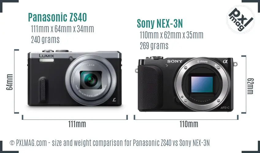 Panasonic ZS40 vs Sony NEX-3N size comparison Panasonic ZS40 vs Sony NEX-3N size comparison