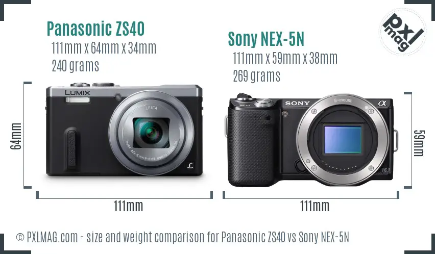 Panasonic ZS40 vs Sony NEX-5N size comparison