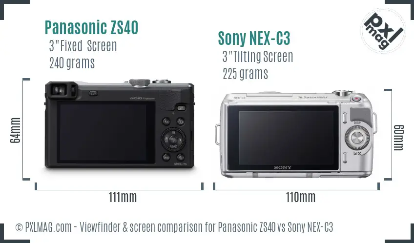 Panasonic ZS40 vs Sony NEX-C3 Screen and Viewfinder comparison