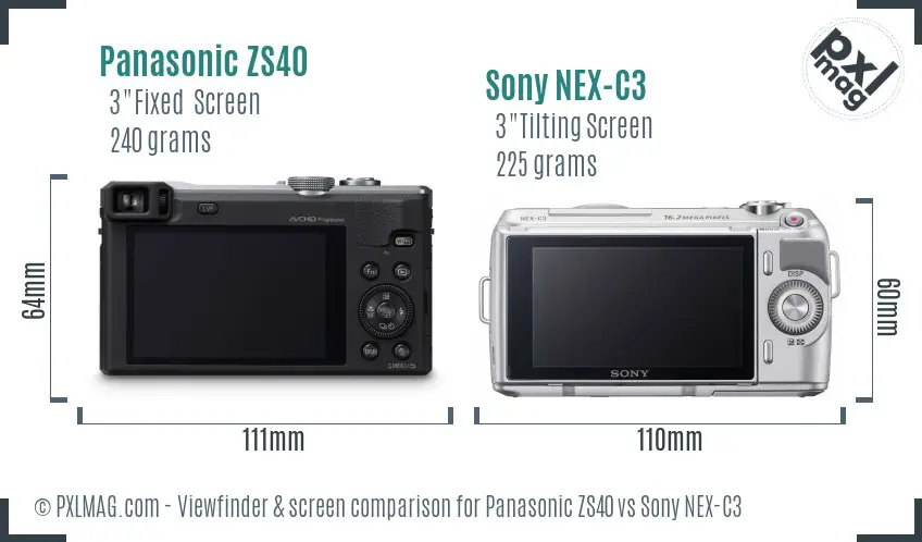 Panasonic ZS40 vs Sony NEX-C3 Screen and Viewfinder comparison Panasonic ZS40 vs Sony NEX-C3 Screen and Viewfinder comparison