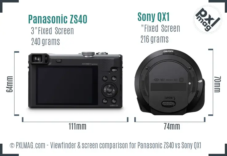 Panasonic ZS40 vs Sony QX1 Screen and Viewfinder comparison Panasonic ZS40 vs Sony QX1 Screen and Viewfinder comparison