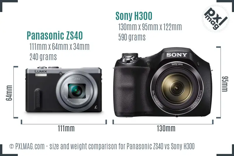 Panasonic ZS40 vs Sony H300 size comparison