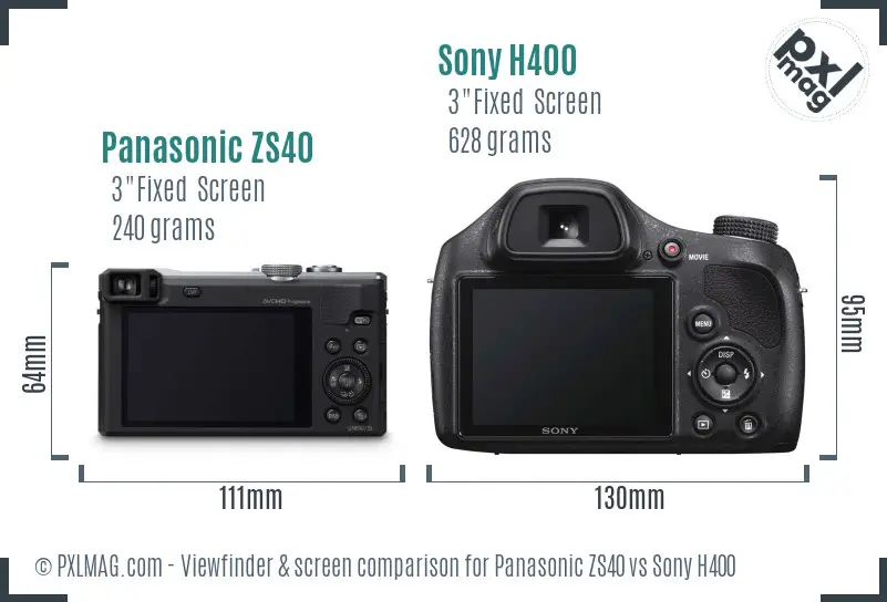 Panasonic ZS40 vs Sony H400 Screen and Viewfinder comparison