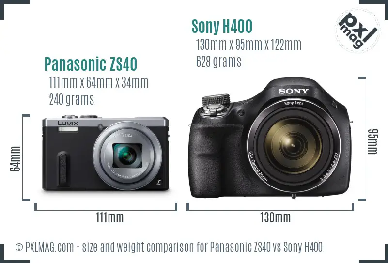 Panasonic ZS40 vs Sony H400 size comparison