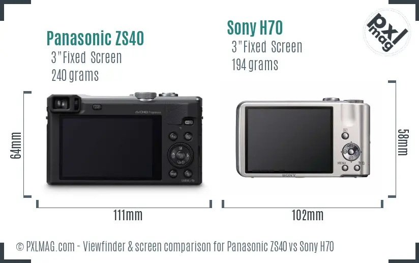 Panasonic ZS40 vs Sony H70 Screen and Viewfinder comparison