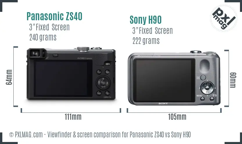 Panasonic ZS40 vs Sony H90 Screen and Viewfinder comparison