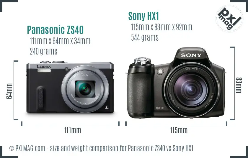 Panasonic ZS40 vs Sony HX1 size comparison