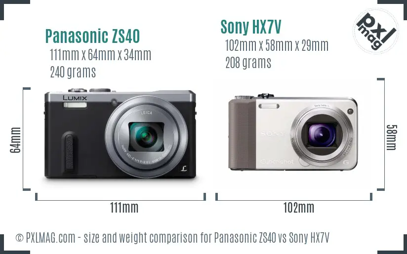 Panasonic ZS40 vs Sony HX7V size comparison Panasonic ZS40 vs Sony HX7V size comparison