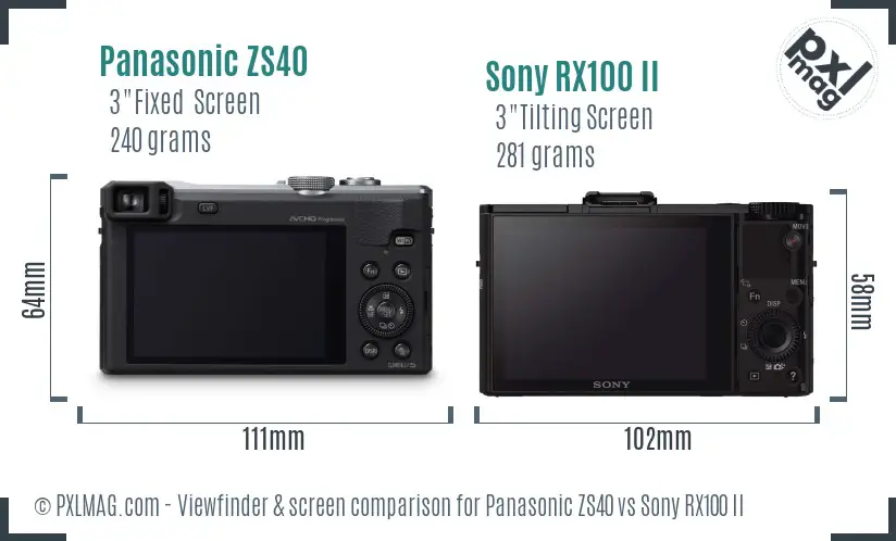 Panasonic ZS40 vs Sony RX100 II Screen and Viewfinder comparison Panasonic ZS40 vs Sony RX100 II Screen and Viewfinder comparison