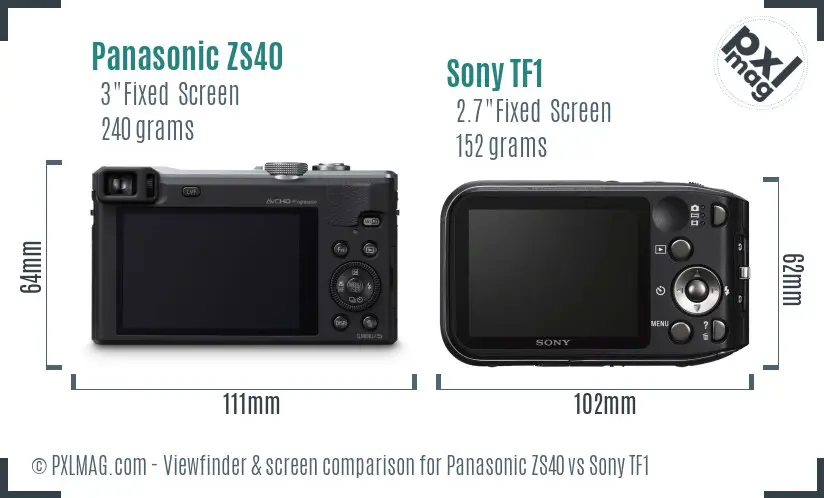 Panasonic ZS40 vs Sony TF1 Screen and Viewfinder comparison