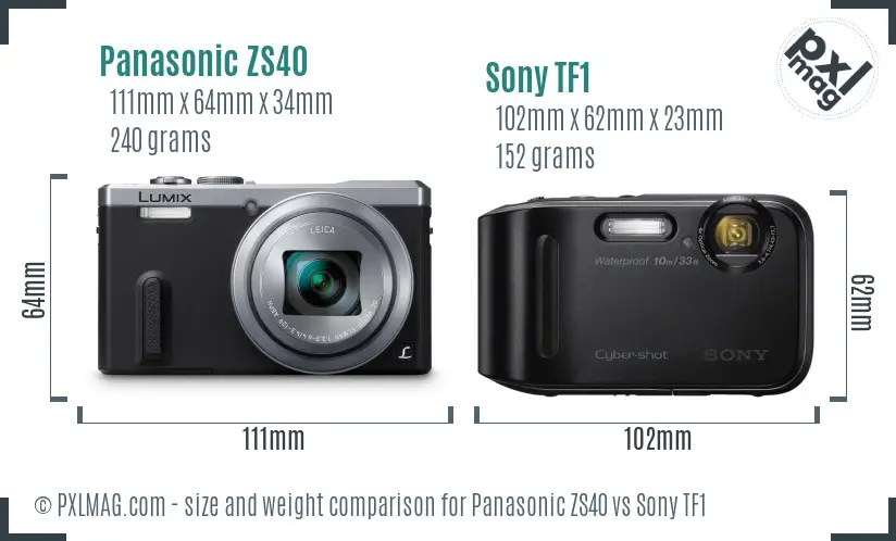 Panasonic ZS40 vs Sony TF1 size comparison