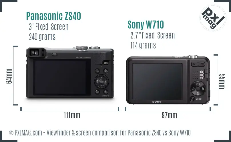 Panasonic ZS40 vs Sony W710 Screen and Viewfinder comparison