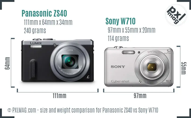 Panasonic ZS40 vs Sony W710 size comparison Panasonic ZS40 vs Sony W710 size comparison