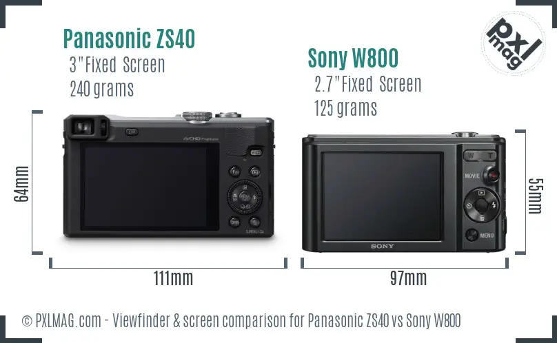 Panasonic ZS40 vs Sony W800 Screen and Viewfinder comparison Panasonic ZS40 vs Sony W800 Screen and Viewfinder comparison