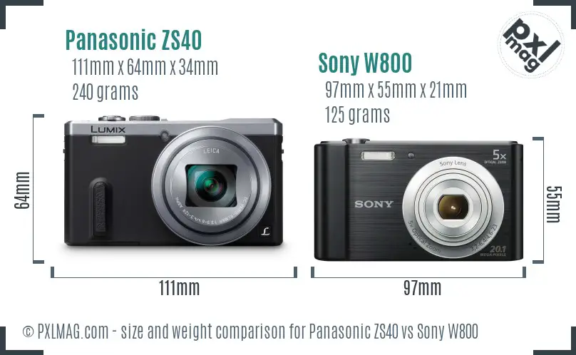 Panasonic ZS40 vs Sony W800 size comparison Panasonic ZS40 vs Sony W800 size comparison