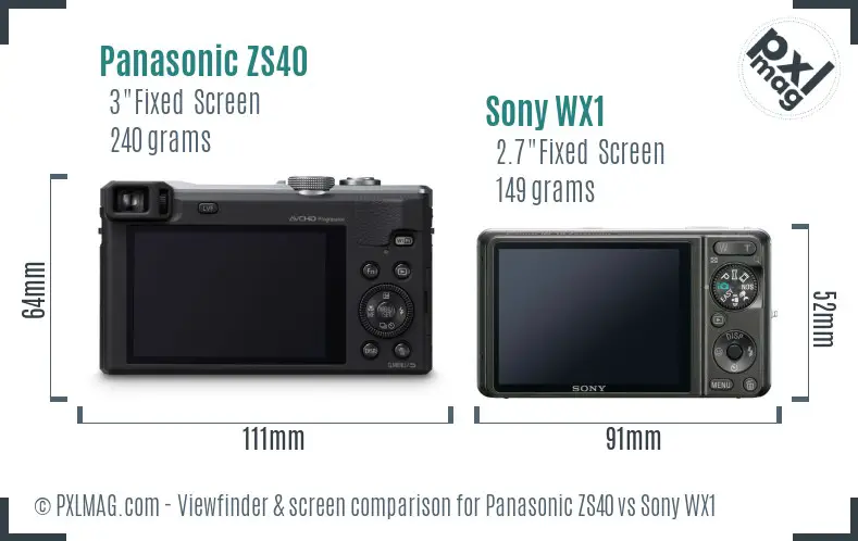 Panasonic ZS40 vs Sony WX1 Screen and Viewfinder comparison