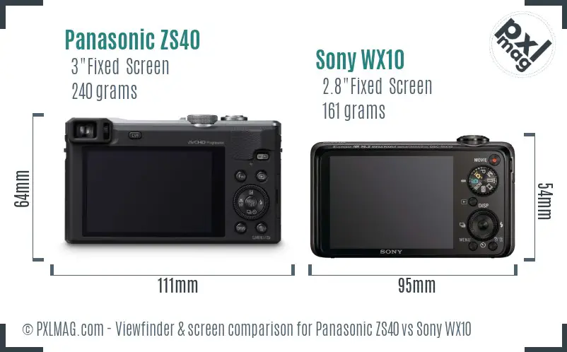 Panasonic ZS40 vs Sony WX10 Screen and Viewfinder comparison Panasonic ZS40 vs Sony WX10 Screen and Viewfinder comparison