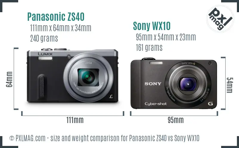Panasonic ZS40 vs Sony WX10 size comparison Panasonic ZS40 vs Sony WX10 size comparison