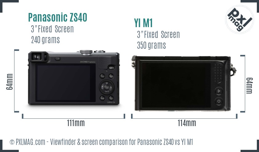 Panasonic ZS40 vs YI M1 Screen and Viewfinder comparison