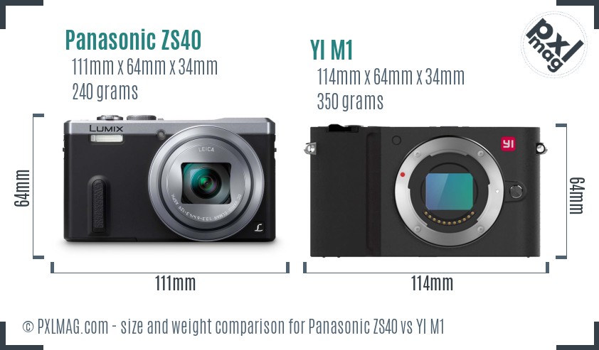 Panasonic ZS40 vs YI M1 size comparison Panasonic ZS40 vs YI M1 size comparison