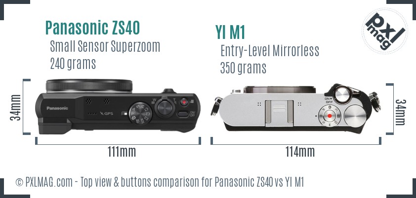 Panasonic ZS40 vs YI M1 top view buttons comparison