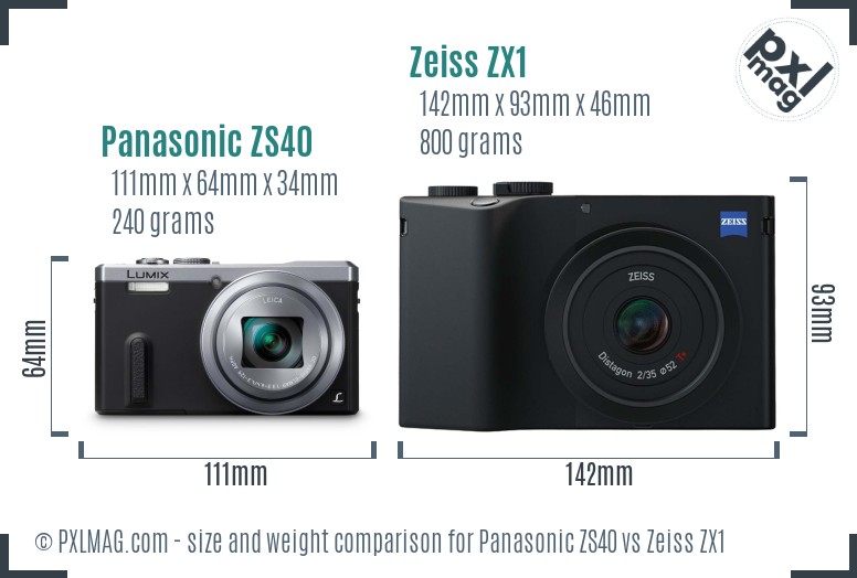 Panasonic ZS40 vs Zeiss ZX1 size comparison Panasonic ZS40 vs Zeiss ZX1 size comparison