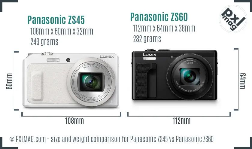 Panasonic ZS45 vs Panasonic ZS60 size comparison