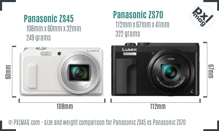 Panasonic ZS45 vs Panasonic ZS70 size comparison