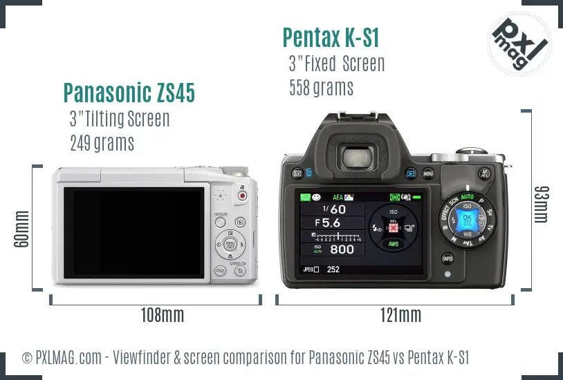 Panasonic ZS45 vs Pentax K-S1 Screen and Viewfinder comparison