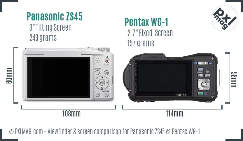 Panasonic ZS45 vs Pentax WG-1 Screen and Viewfinder comparison