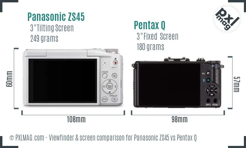 Panasonic ZS45 vs Pentax Q Screen and Viewfinder comparison
