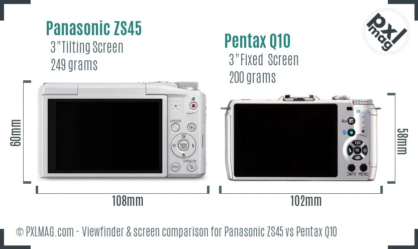 Panasonic ZS45 vs Pentax Q10 Screen and Viewfinder comparison