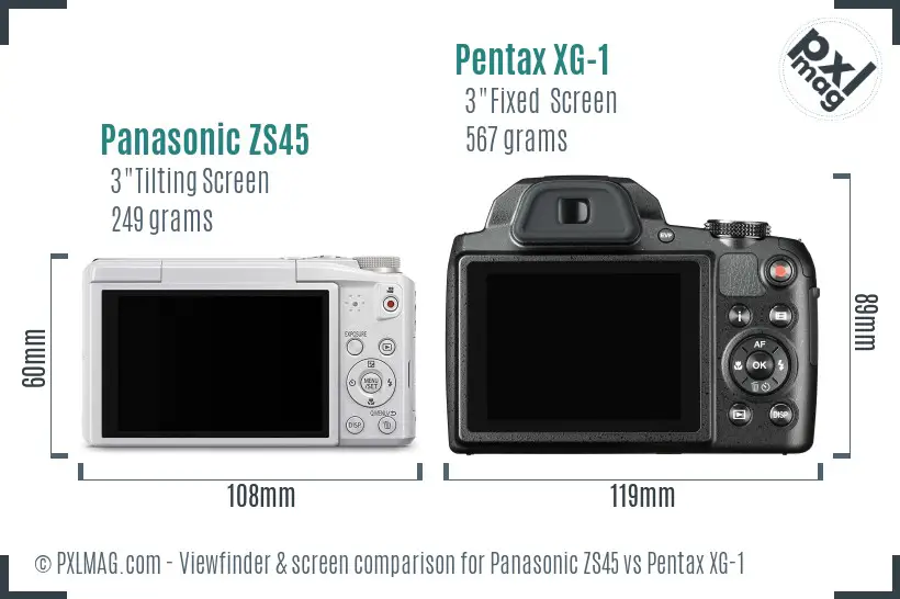 Panasonic ZS45 vs Pentax XG-1 Screen and Viewfinder comparison