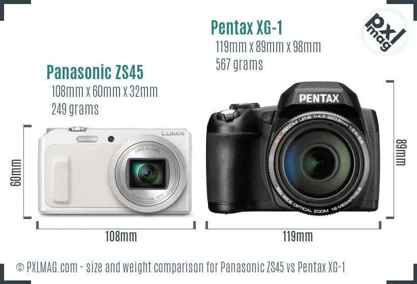 Panasonic ZS45 vs Pentax XG-1 size comparison