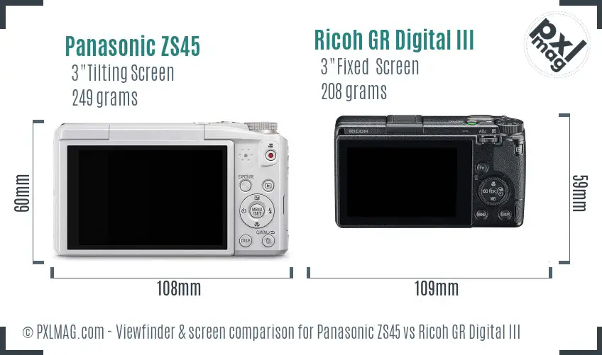 Panasonic ZS45 vs Ricoh GR Digital III Screen and Viewfinder comparison Panasonic ZS45 vs Ricoh GR Digital III Screen and Viewfinder comparison