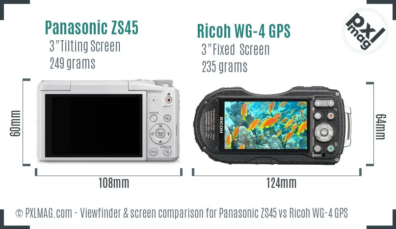 Panasonic ZS45 vs Ricoh WG-4 GPS Screen and Viewfinder comparison