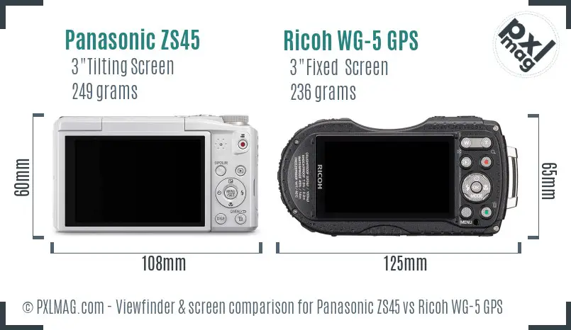 Panasonic ZS45 vs Ricoh WG-5 GPS Screen and Viewfinder comparison