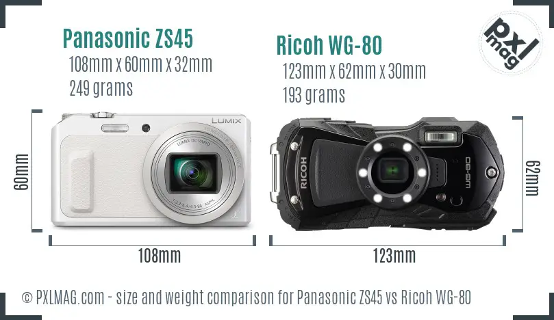 Panasonic ZS45 vs Ricoh WG-80 size comparison Panasonic ZS45 vs Ricoh WG-80 size comparison