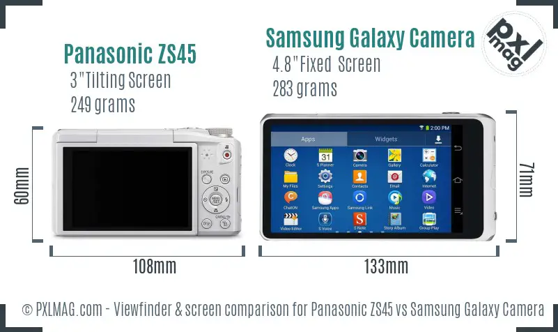 Panasonic ZS45 vs Samsung Galaxy Camera 2 Screen and Viewfinder comparison Panasonic ZS45 vs Samsung Galaxy Camera 2 Screen and Viewfinder comparison