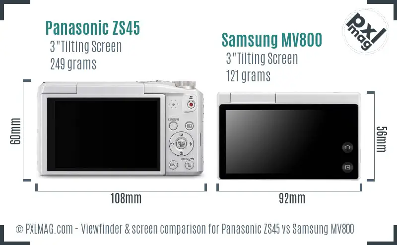 Panasonic ZS45 vs Samsung MV800 Screen and Viewfinder comparison Panasonic ZS45 vs Samsung MV800 Screen and Viewfinder comparison