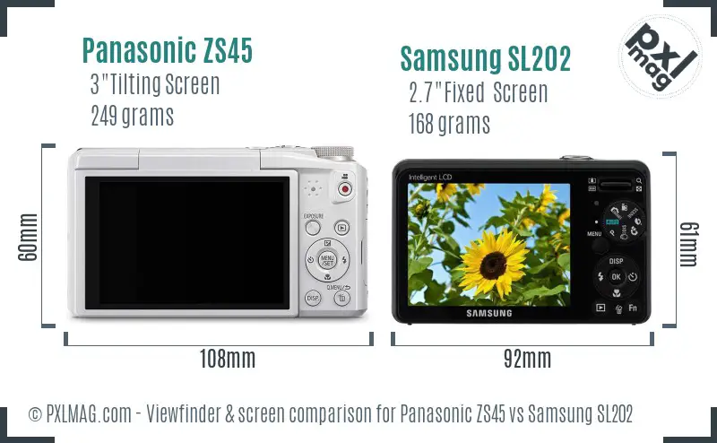 Panasonic ZS45 vs Samsung SL202 Screen and Viewfinder comparison Panasonic ZS45 vs Samsung SL202 Screen and Viewfinder comparison