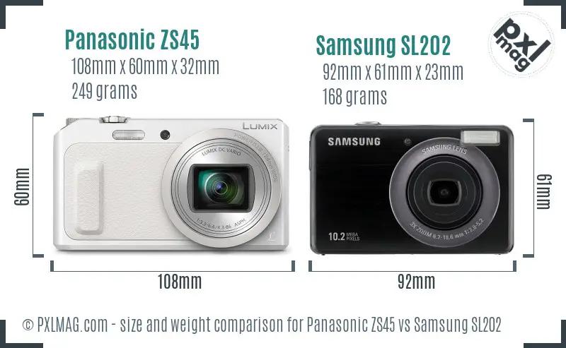 Panasonic ZS45 vs Samsung SL202 size comparison Panasonic ZS45 vs Samsung SL202 size comparison